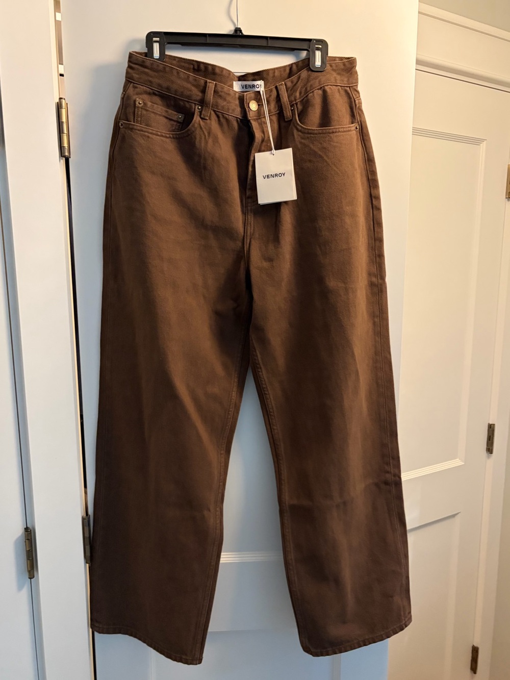 Women’s Venroy Straight-Leg Brown Canvas Pants size Large